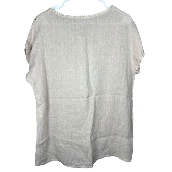 Alessia Pacini 100% Linen Cap Sleeve Shirt Womens L Blush Italy Retro Minimalist - Picture 8 of 12